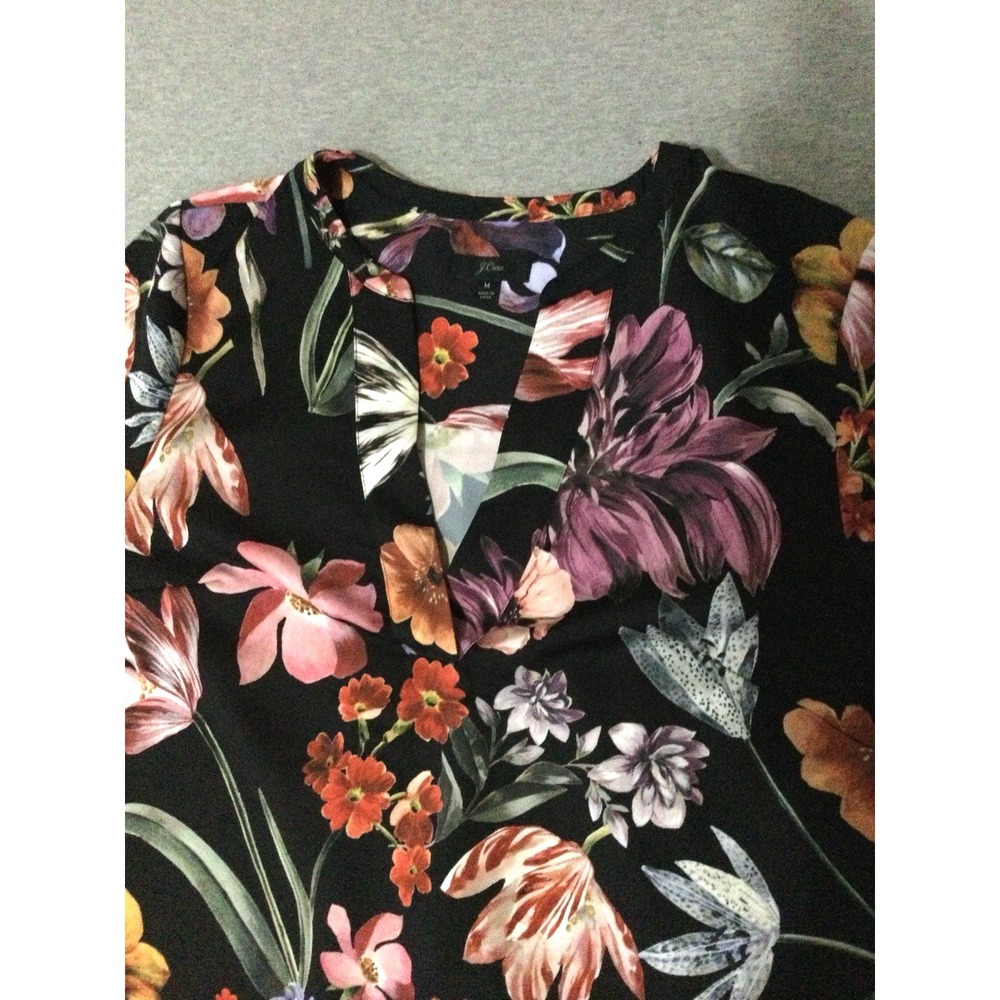 J Crew sz M blouse top multicolor floral polyester - Picture 2 of 11